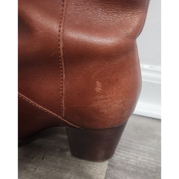 Madewell Women's Sz. 8.5 Knee High Brown Leather Stacked Heel Boots - Picture 6 of 10